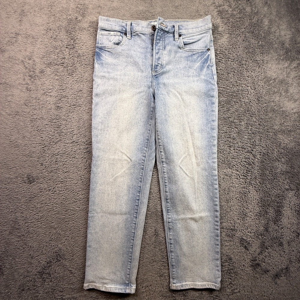 Carve Designs Button Fly Jeans Cropped Women 8 Light Wash Organic Stretch Cotton